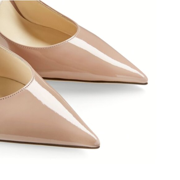 Jimmy Choo LOVE 100 Patent Leather Pointed-Toe Pumps w/JC Emblem - Picture 3 of 4